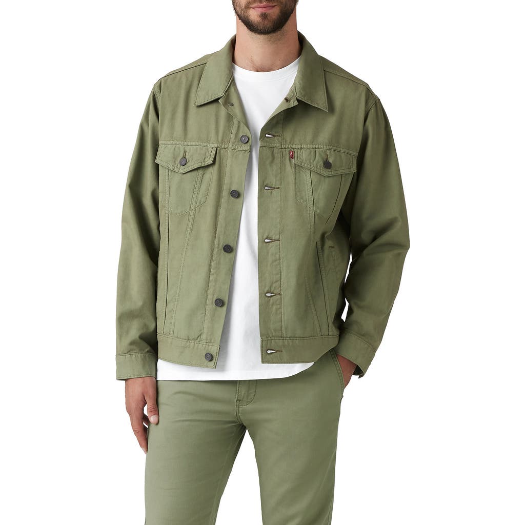 Levi's Relaxed Trucker Cotton Linen Jacket In Deep Lichen Green