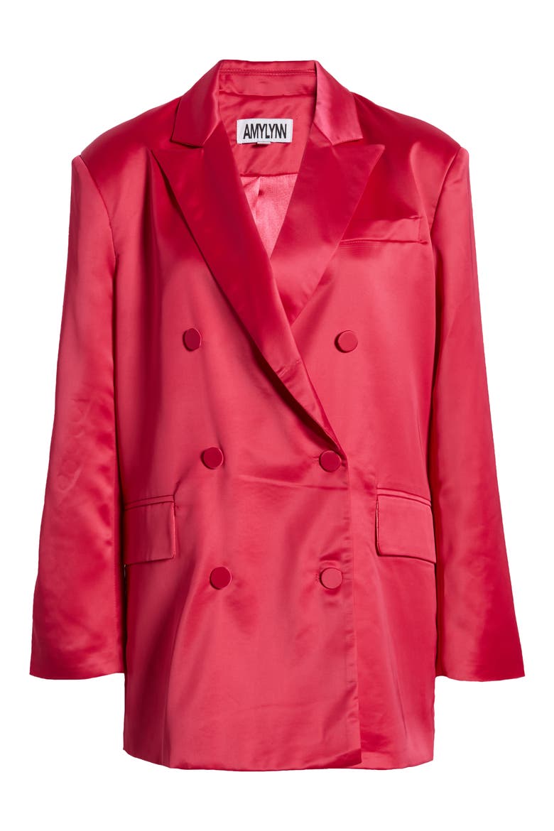 Oversized Satin Double Breasted Blazer, Alternate, color, PINK