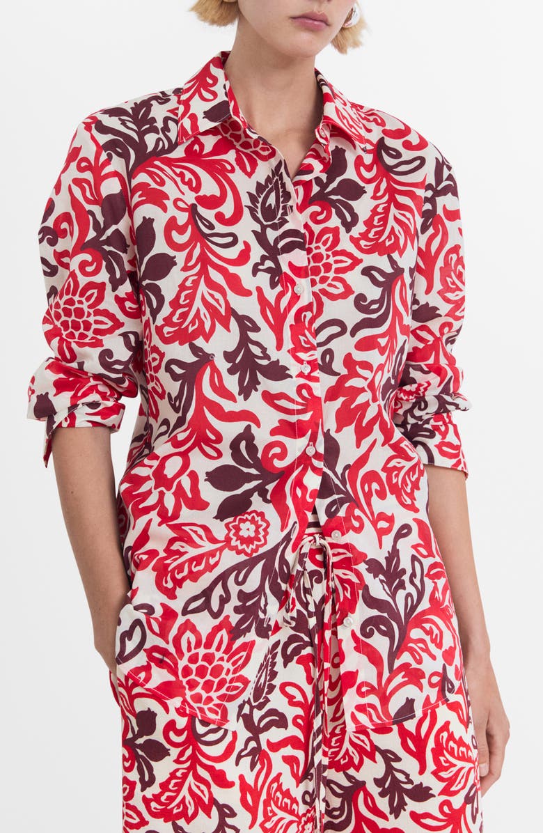 MANGO Print Shirt, Main, color, Off White