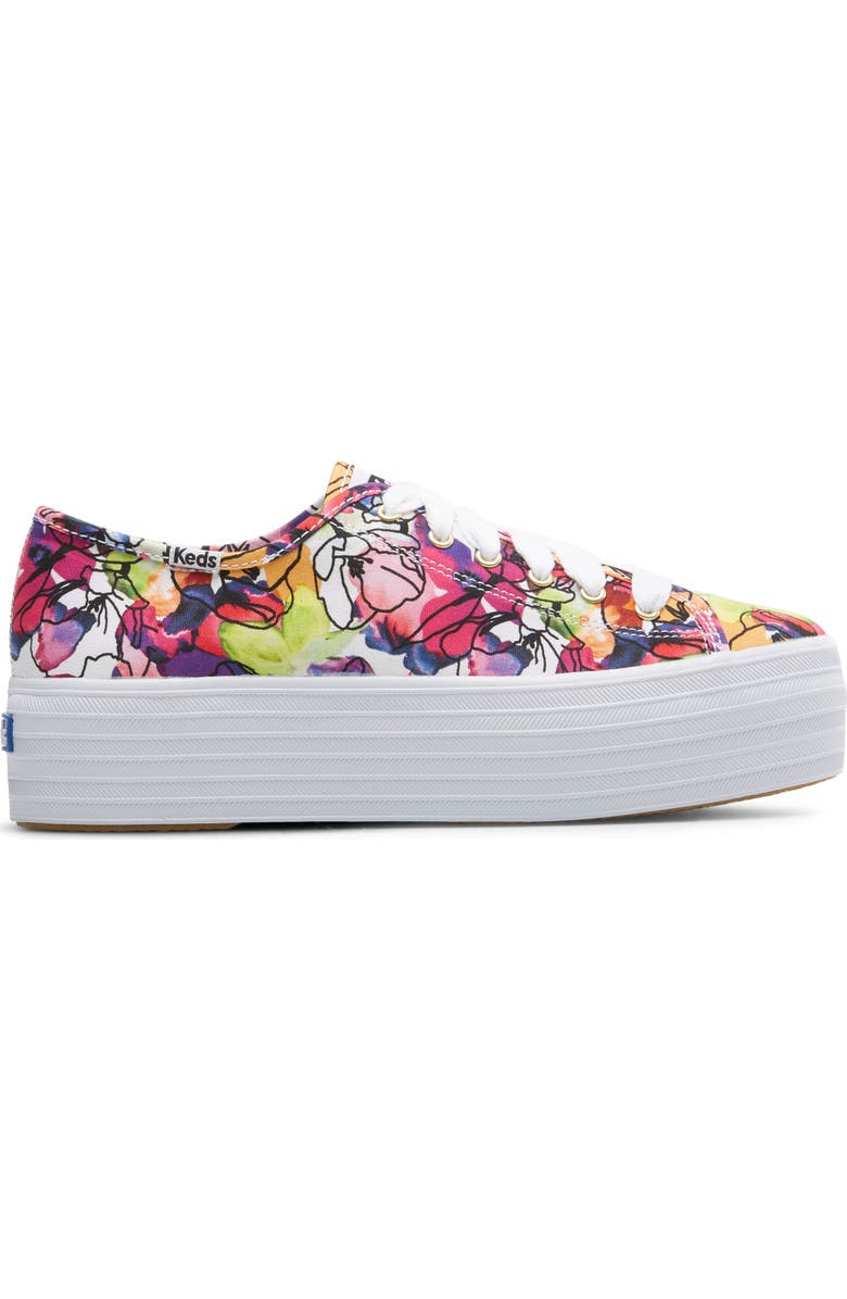 Keds<sup>®</sup> Triple Up Watercolor Floral Platform Sneaker, Alternate, color,