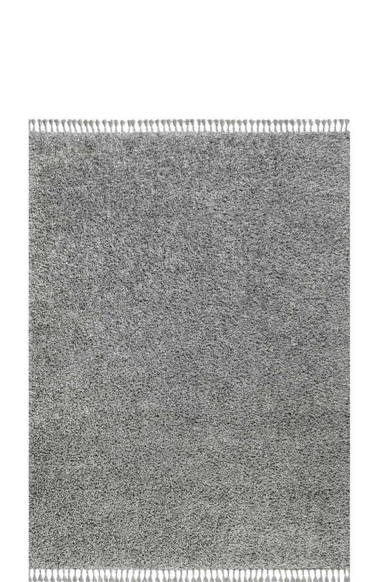 JONATHAN Y Mercer Shag Plush Tassel Area Rug, Alternate, color, Charcoal