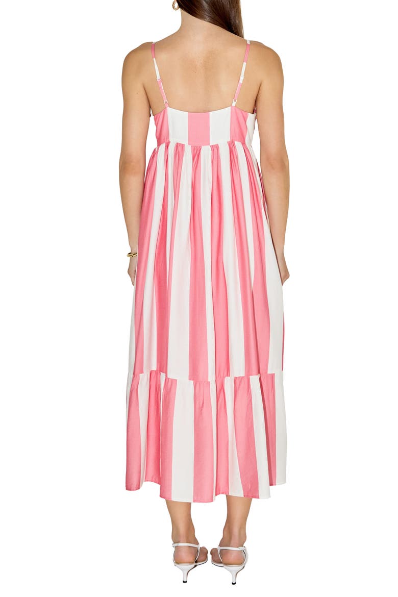 Striped Appliqu Midi Dress, Alternate, color, GUAVA/ WHITE