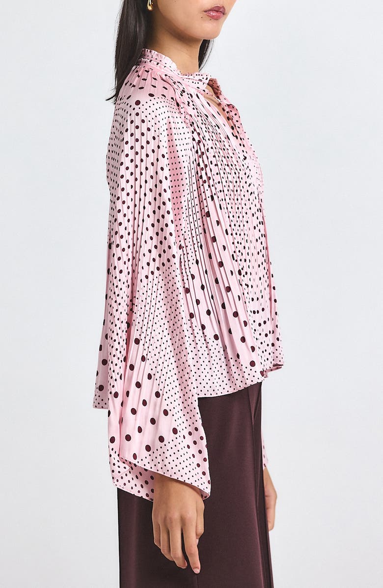 Derek Lam 10 Crosby Clara Mixed Dot Satin Top, Alternate, color, Pink Quartz/ Bordeaux