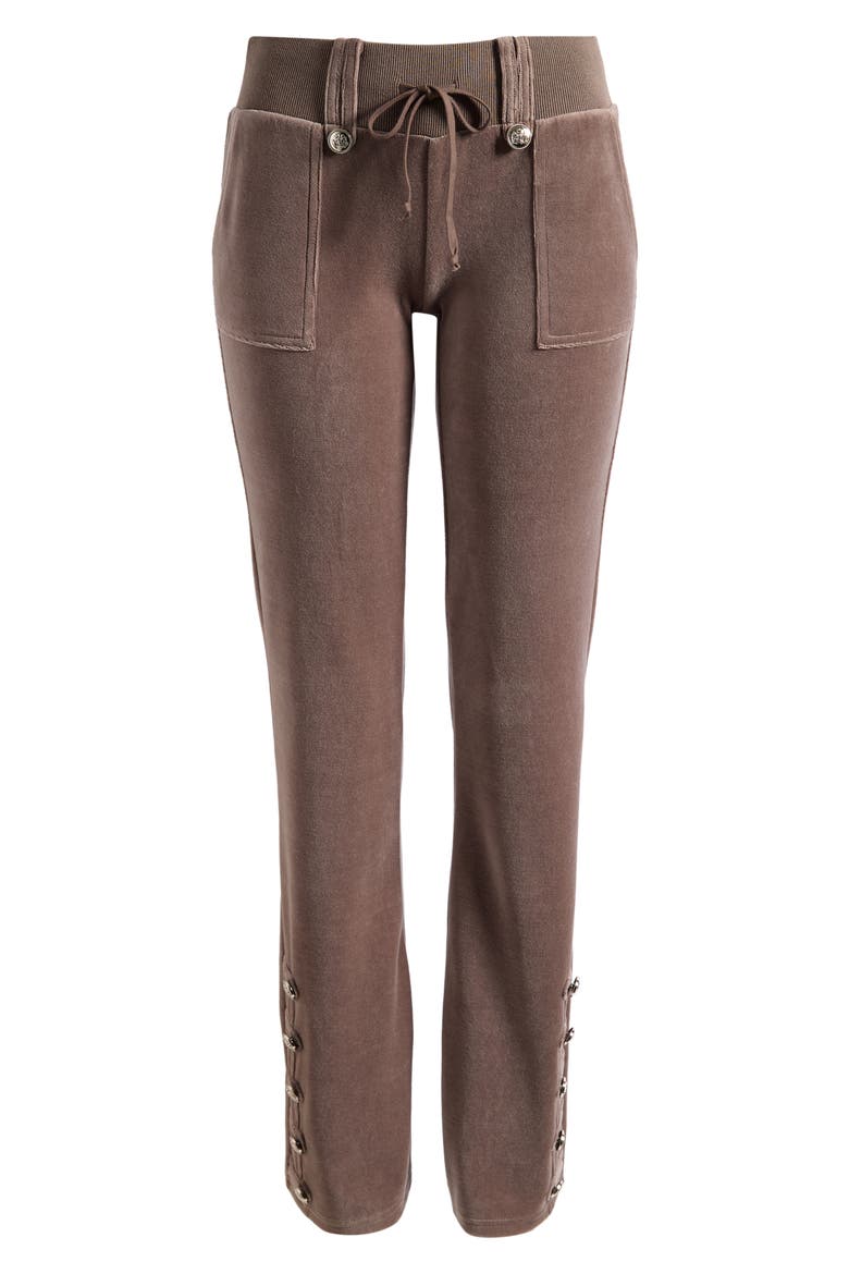Bootcut Cotton Blend Velour Military Pants, Alternate, color, BROWN