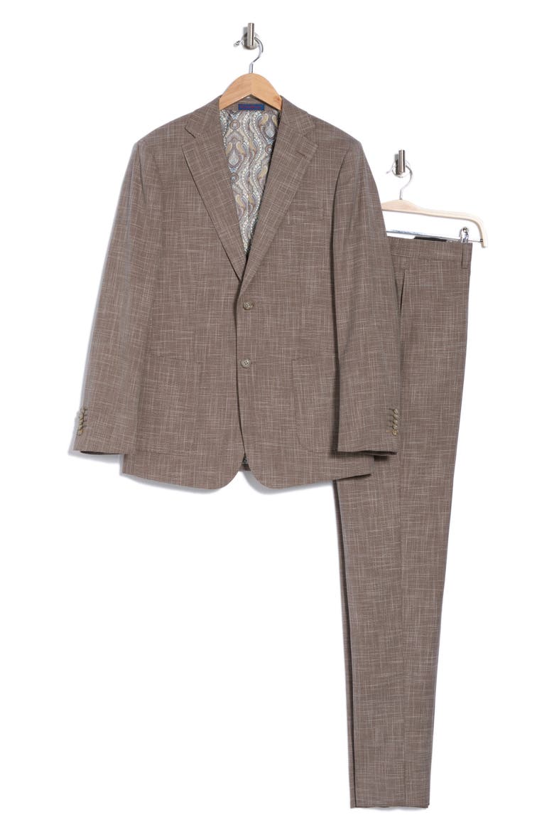 Two-Button Flat Front Suit, Alternate, color, BROWN