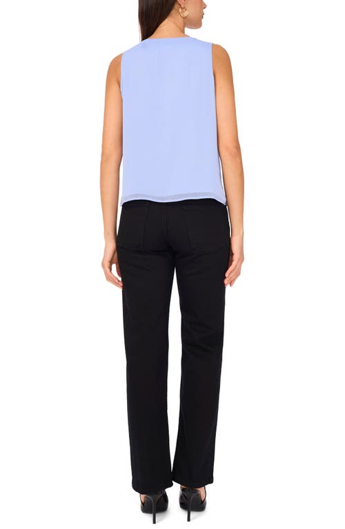 Vince Camuto Ruffle Neck Sleeveless Top In Blue