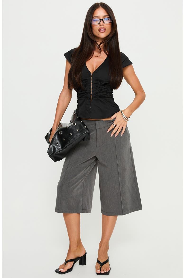 Indulgence Ruched Corset Top, Alternate, color, BLACK
