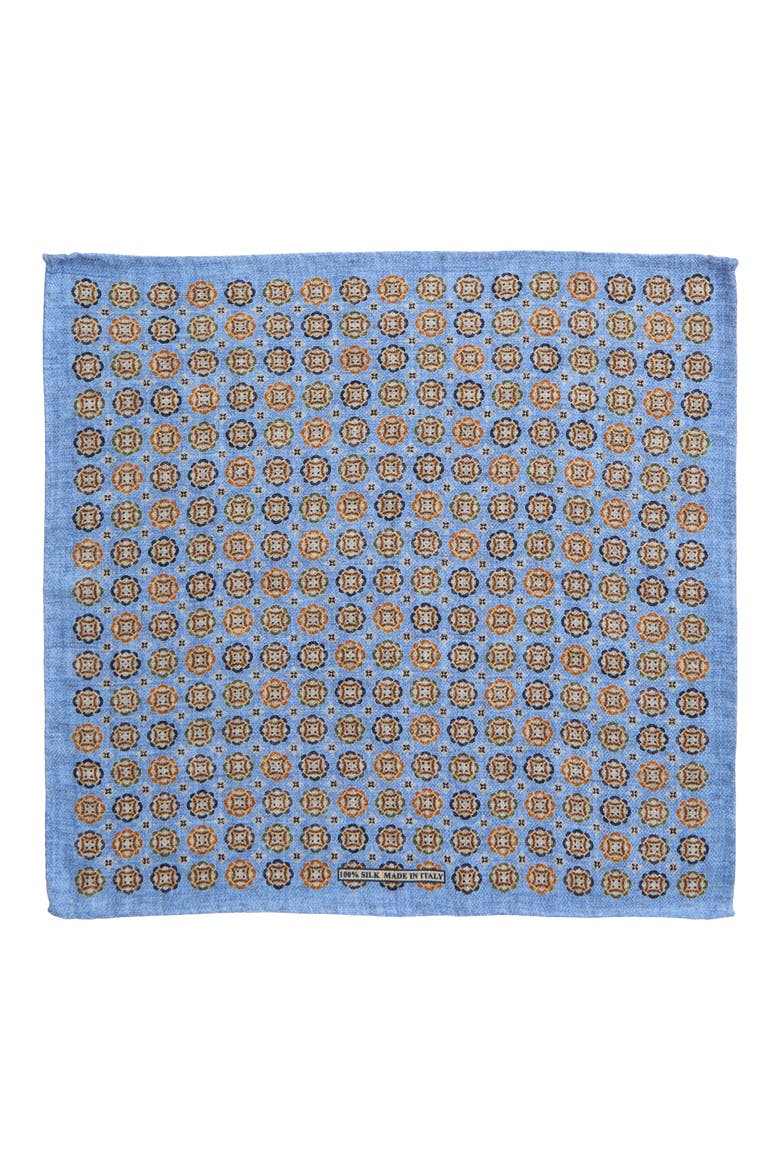 Medallion Silk Pocket Square, Alternate, color, LT BLUE