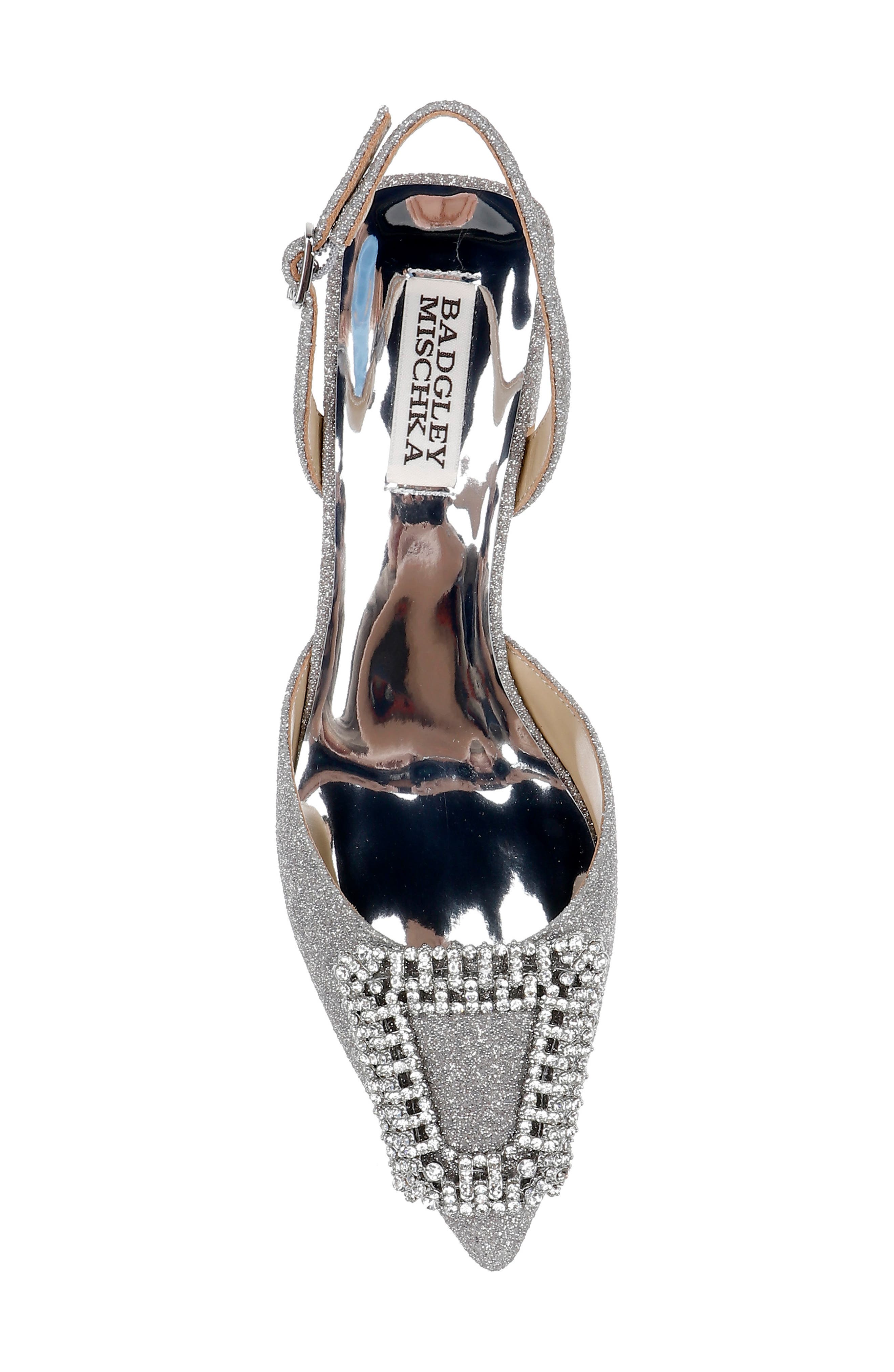 Badgley Mischka Collection Emmie Slingback Pointed Toe Pump, Alternate, color, Silver Antique
