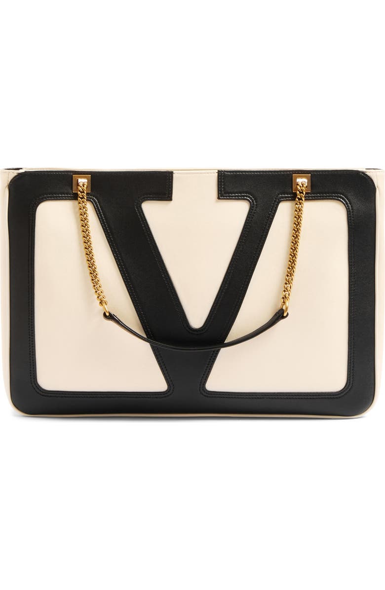 Valentino Garavani Medium Viva Superstar Leather Shopper, Main, color, White Multi