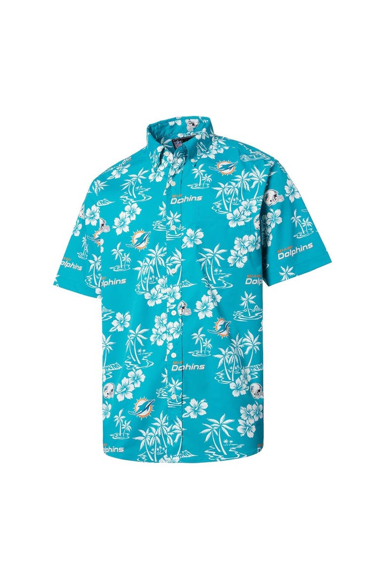 Men's Reyn Spooner Aqua Miami Dolphins Kekai Button-Up Shirt, Alternate, color, Aqua