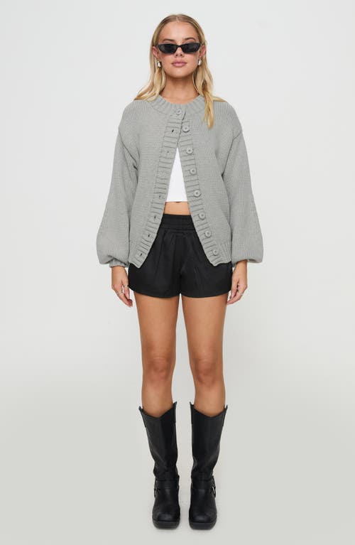 Princess Polly Edern Blouson Cotton Blend Cardigan In Grey