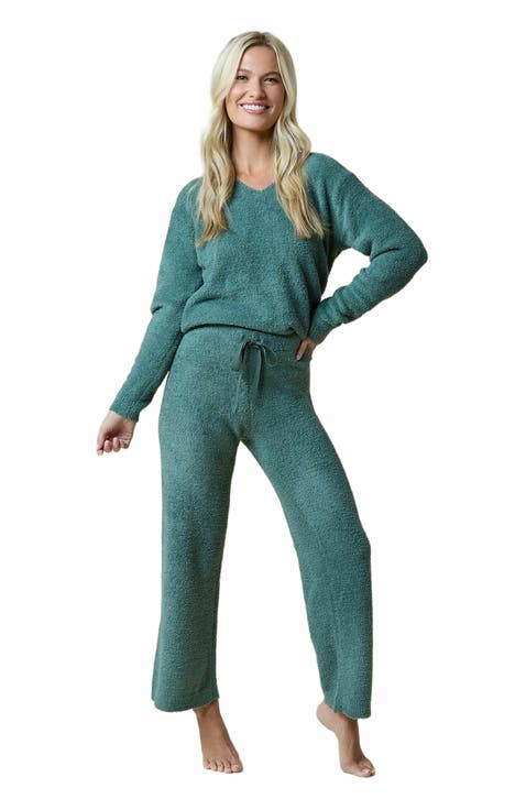 Solid Marshmallow V-Neck Lounge Set