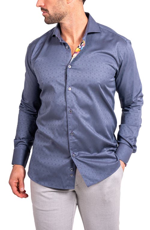 Maceoo Einstein Ascension0080 Grey Geo Floral Cotton Button-up Shirt In Gray