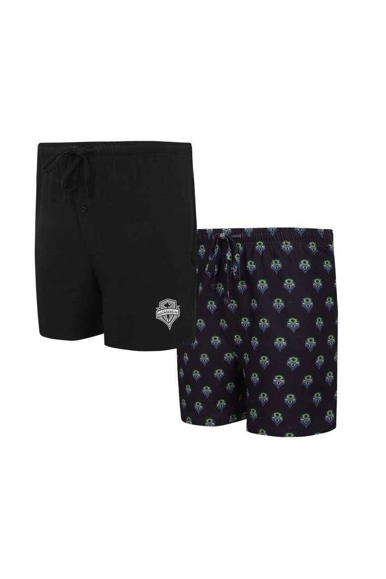 Men's Concepts Sport Black Seattle Sounders FC Gauge Two-Pack Shorts Set, Main, color, Black