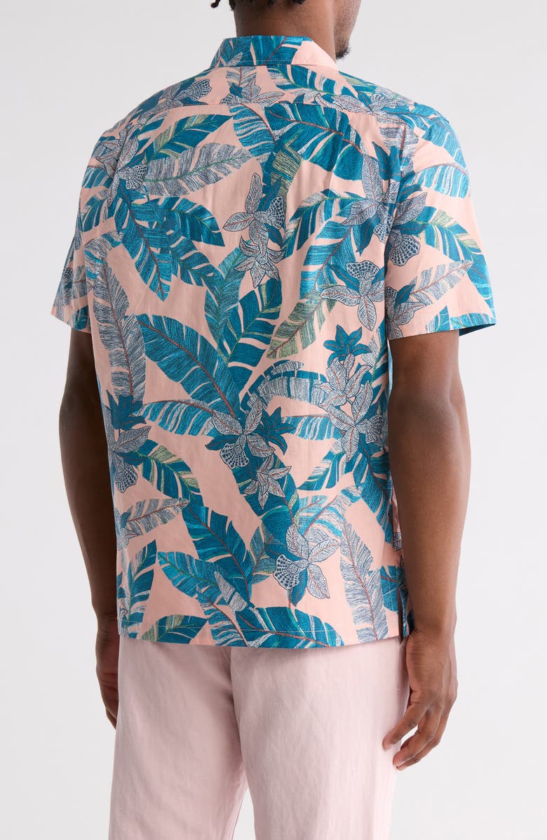 Tori Richard Seurat Garden Short Sleeve Cotton Button-Up Shirt, Alternate, color, Salmon