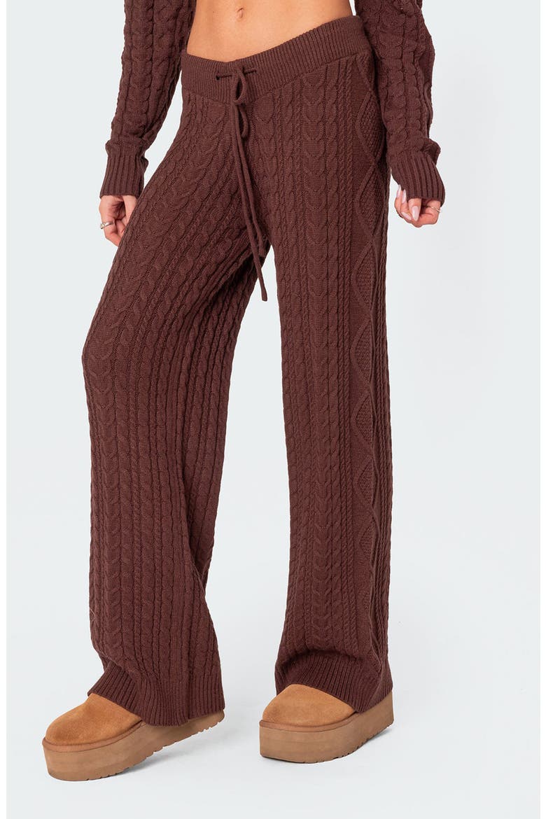 Jelena Cable Pants, Alternate, color, BROWN