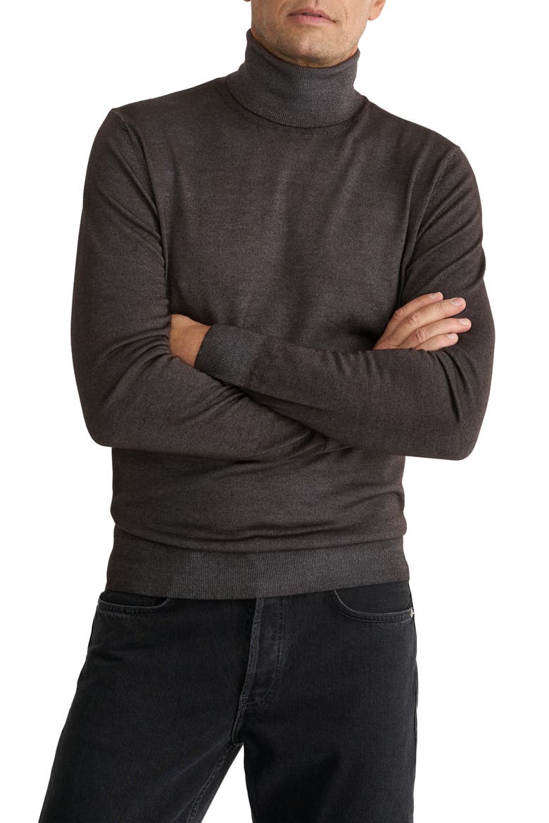 Merino Wool Turtleneck Sweater, Main, color, MEDIUM BROWN