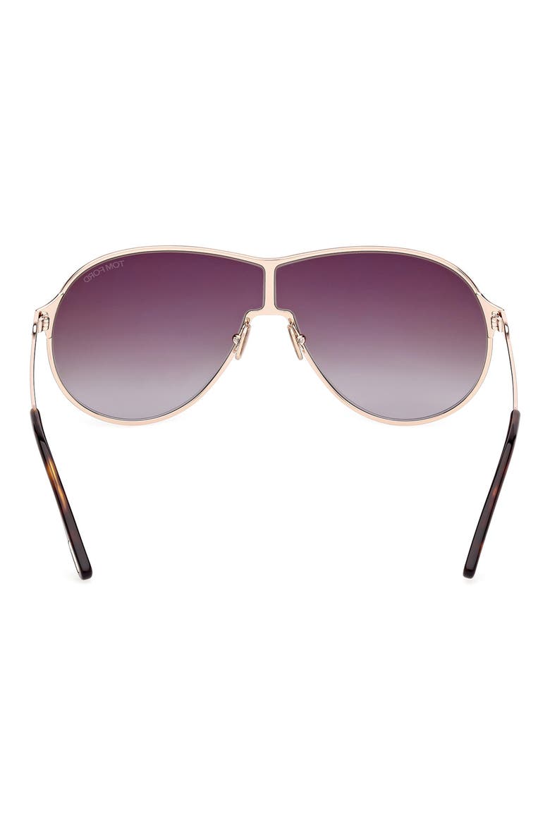 Gais 71mm Oversize Mirrored Pilot Sunglasses, Alternate, color, ROSE GOLD DARK HAVANA / T LOGO