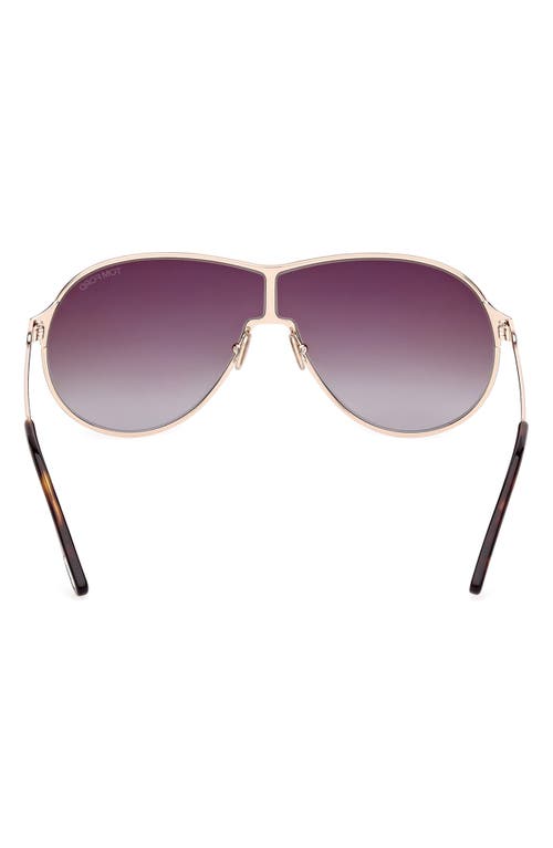Tom Ford Gais 71mm Oversize Mirrored Pilot Sunglasses In Rose Gold Dark Havana/t Logo