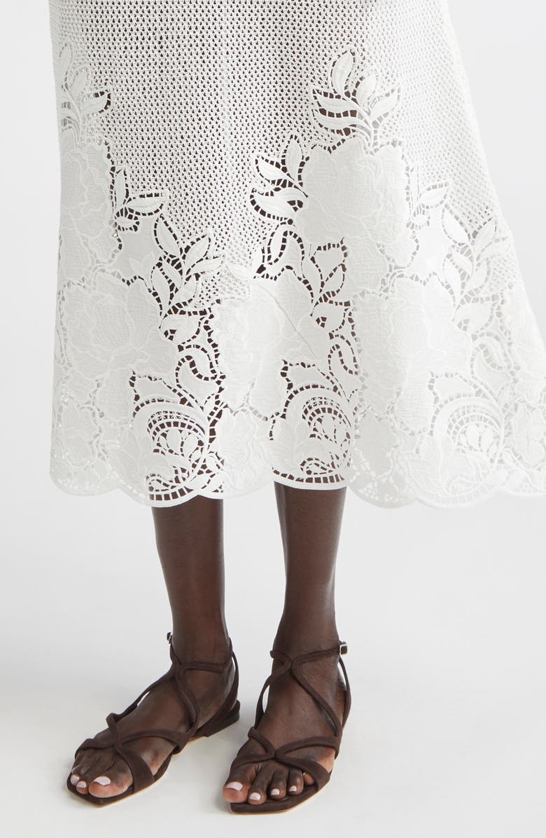 Erdem Open Knit Sleeveless Midi Dress, Alternate, color, Ivory