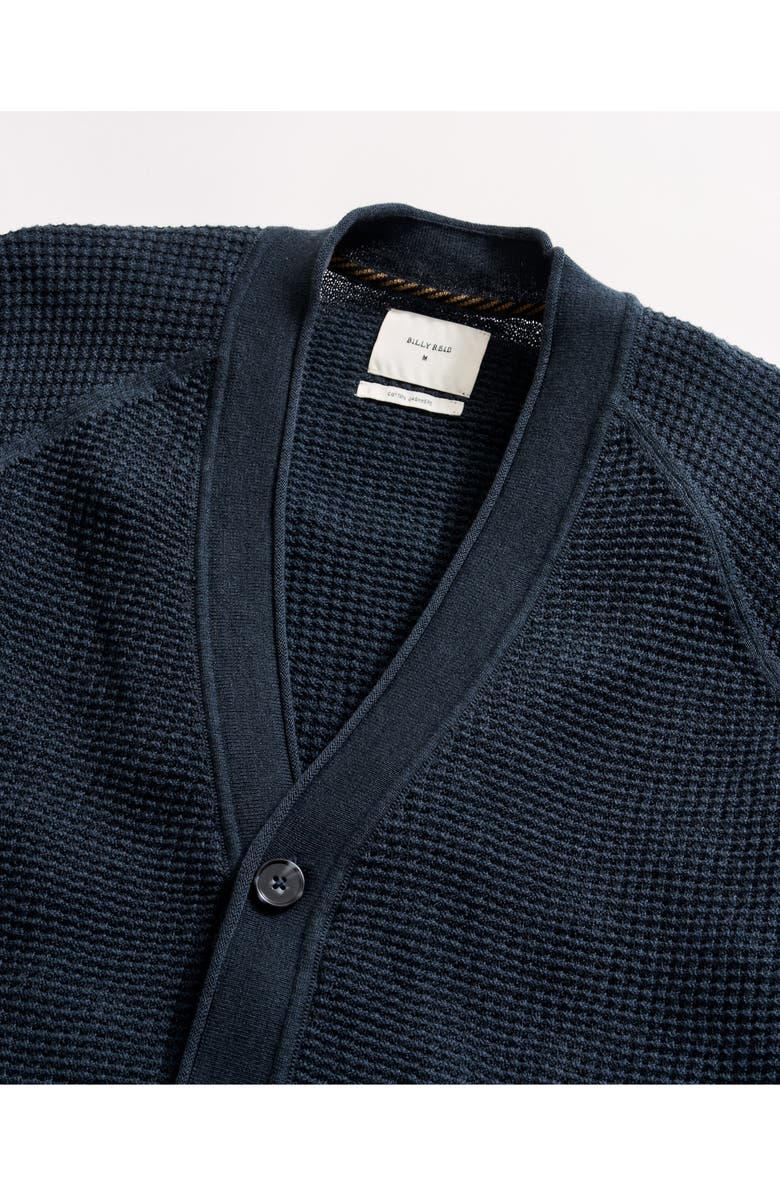 Billy Reid Cotton & Cashmere Mini Waffle Cardigan, Alternate, color, Carbon Blue