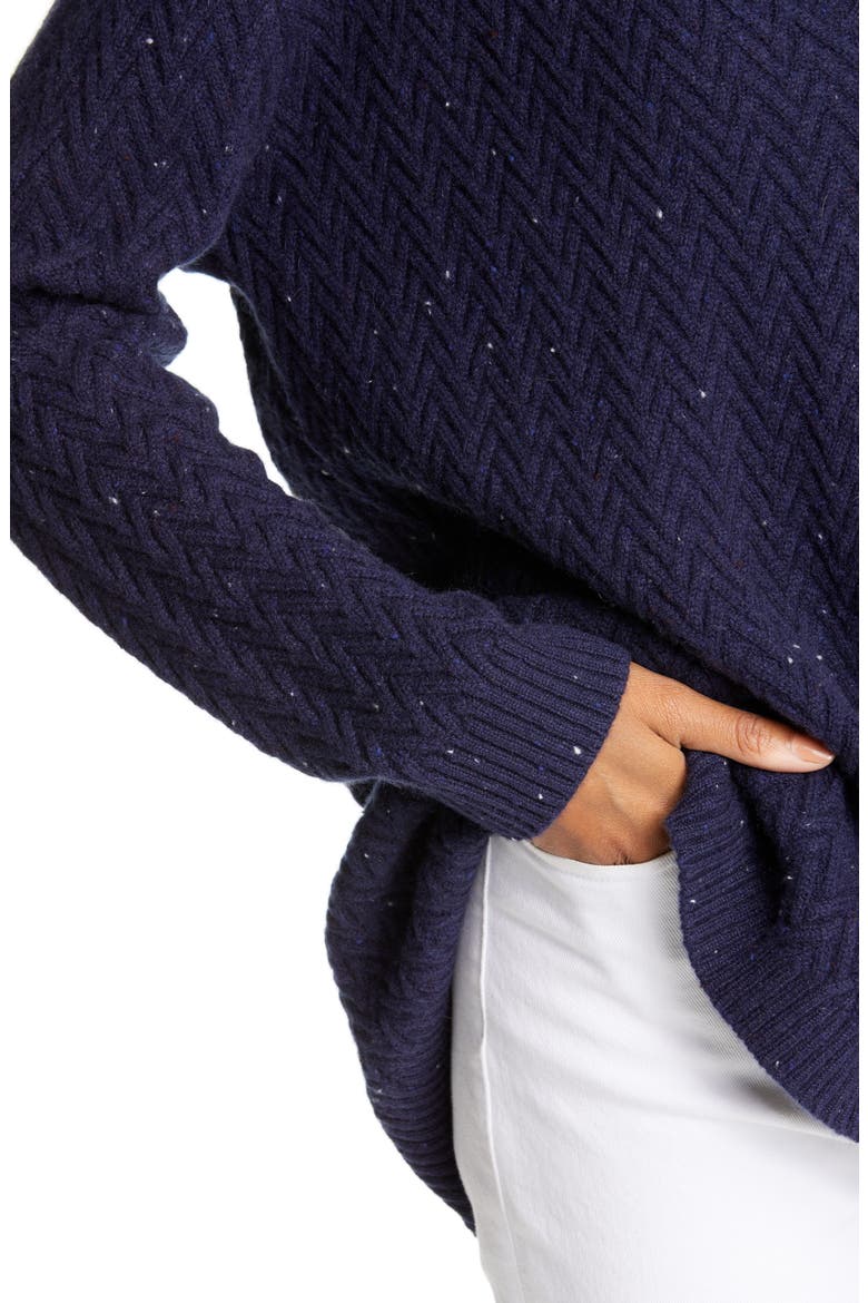 Chevron Knit Cashmere Sweater, Alternate, color, NAVY NEP