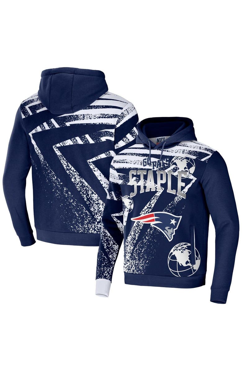 STAPLE Men's NFL x Staple Navy New England Patriots All Over Print Pullover Hoodie, Main, color, Navy