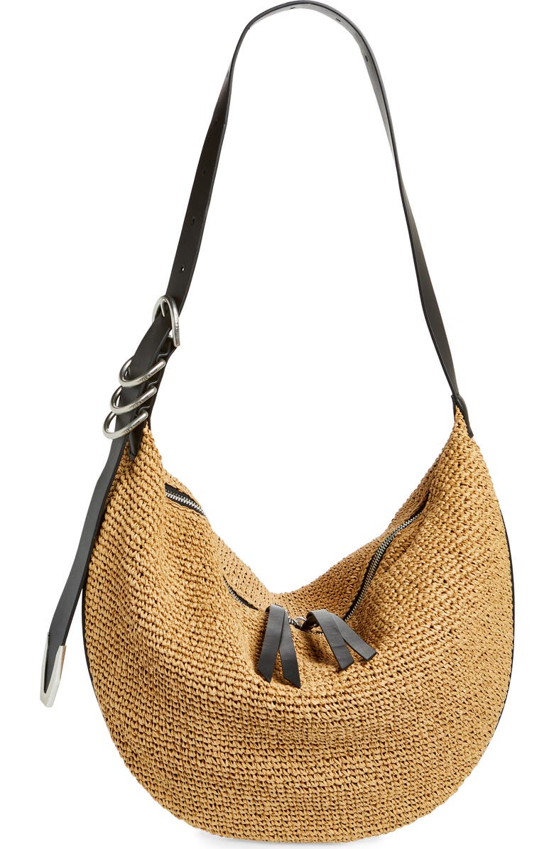 rag & bone Spire Straw Hobo Bag, Main, color, Natural
