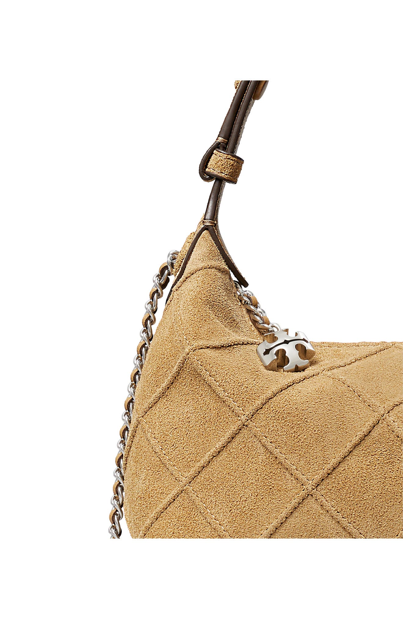 Fleming Pochette Quilted Suede Shoulder Bag, Alternate, color, STONE