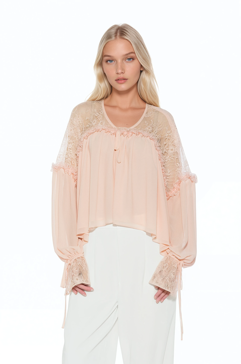 Indigo Lace Cotton Blouse