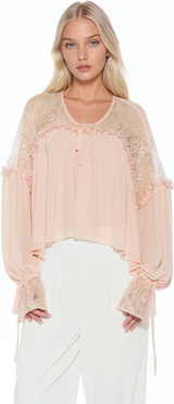 Alexia Admor Indigo Lace Cotton Blouse