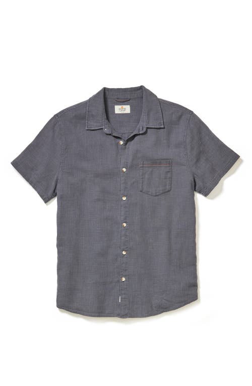 Marine Layer Classic Solid Short Sleeve Stretch Cotton Selvage Button-up Shirt In Black