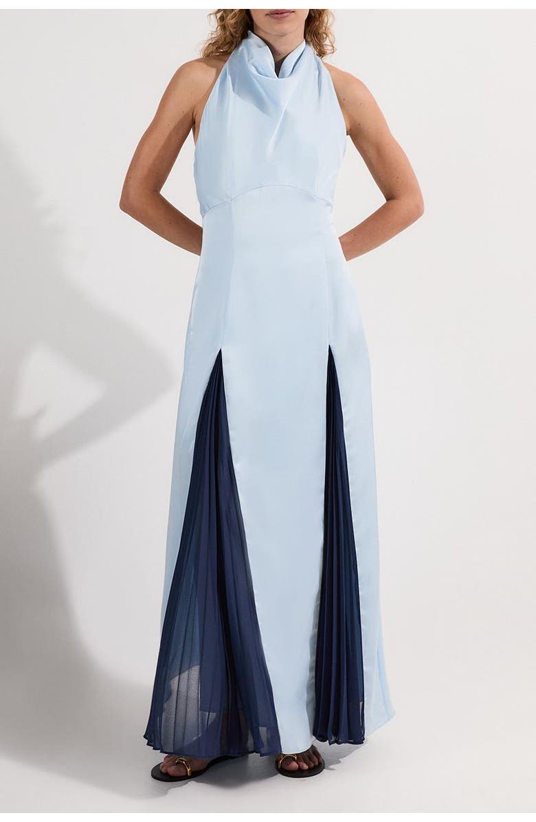 Karen Millen Woven Satin Maxi Dress, Alternate, color, Blue
