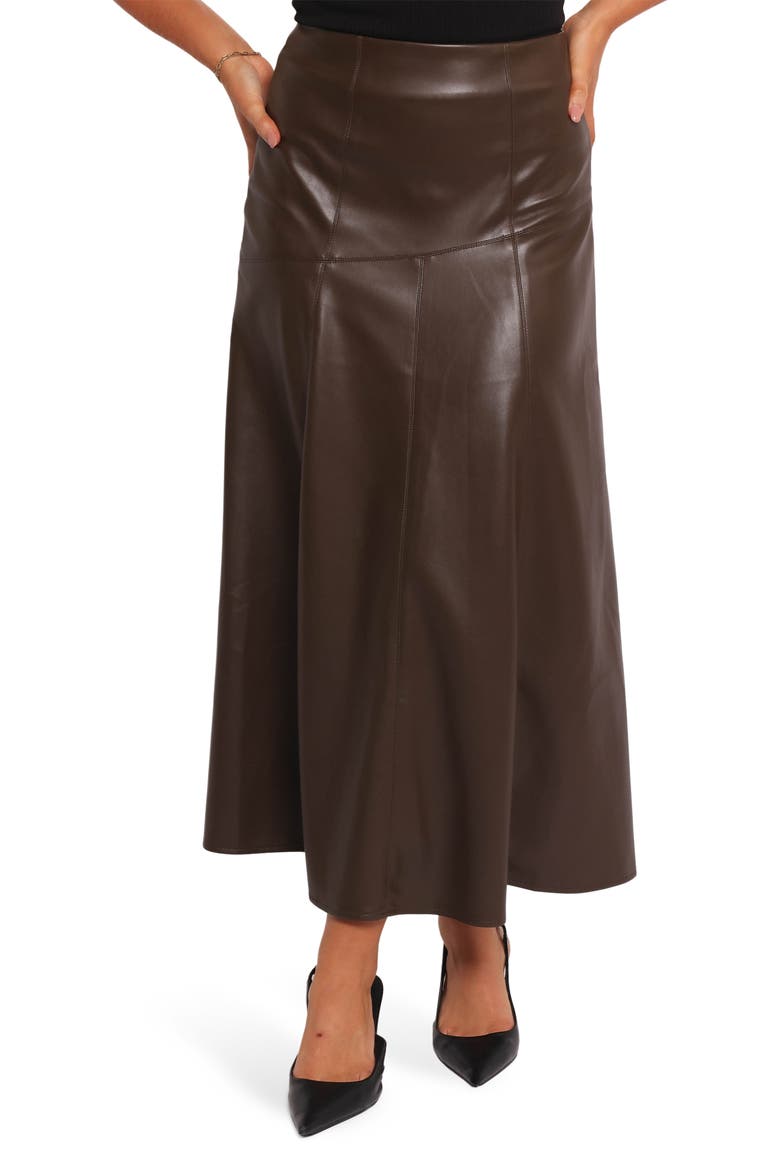 Haelee Faux Leather Maxi Skirt, Main, color, BROWN