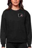 ANTIGUA Women's Antigua Black Philadelphia Flyers Primary Logo Victory Crewneck Pullover Sweatshirt