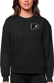 ANTIGUA Women's Antigua Black Philadelphia Flyers Primary Logo Victory Crewneck Pullover Sweatshirt