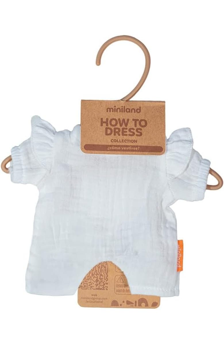 Miniland Doll Outfit for 8 1/4" Miniland Dolls, Alternate, color, White Multi