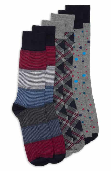 3-Pack Diagonal Plaid Dress Socks