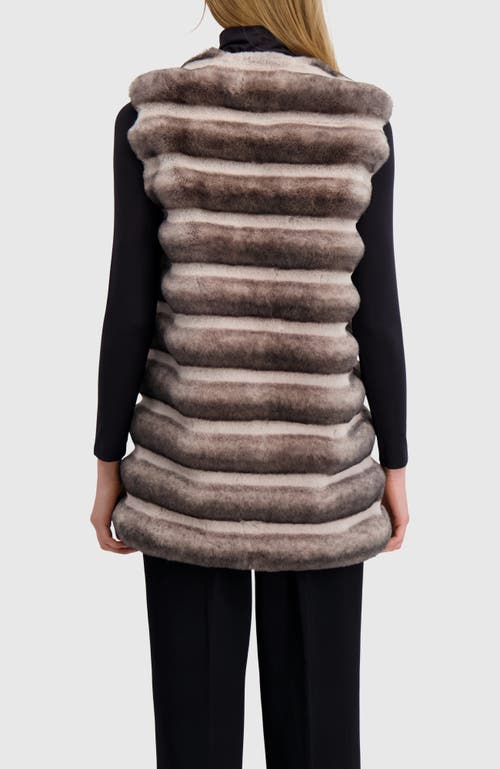 Lyla Grant Fur-free Chinchilla (faux Fur) Horizontal Vest In Neutral