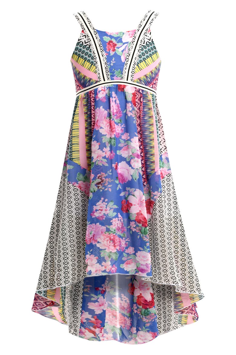 Kids' High-Low Maxi Dress, Main, color, BLUE MULTI