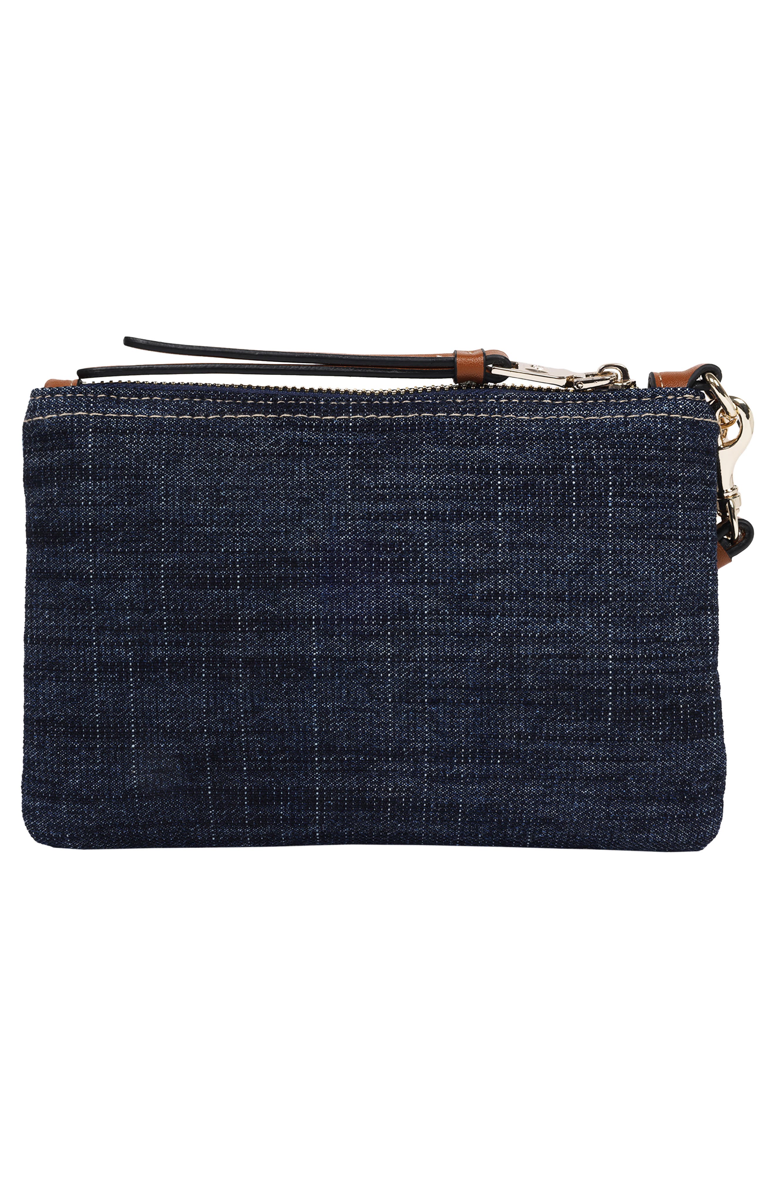 True Religion Frayed Panel Denim Pouch, Alternate, color, Denim/ Blue