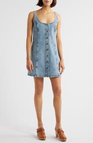 FRAME The Studded A-Line Denim Minidress