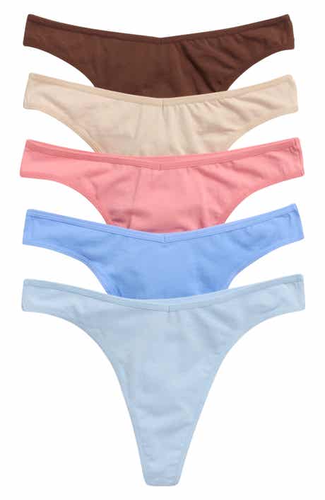 Assorted 5-Pack Stretch Cotton Thongs