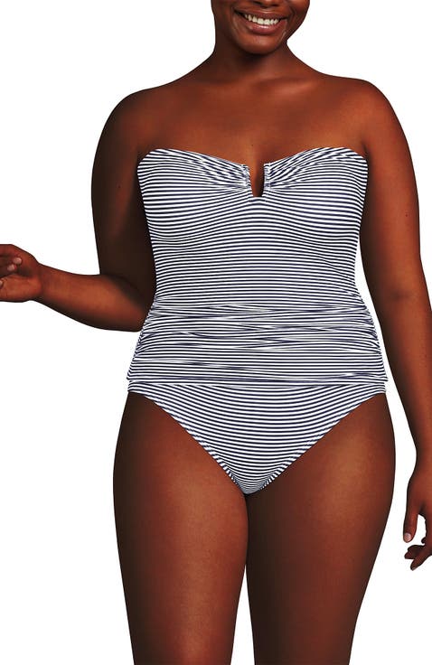 Slender Bandeau U-Wire Tankini Swimsuit Top