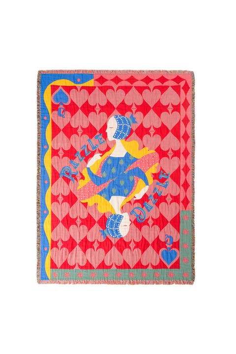 Novelas Fringed Jacquard 100% Cotton Throw Razzle 54X71 In