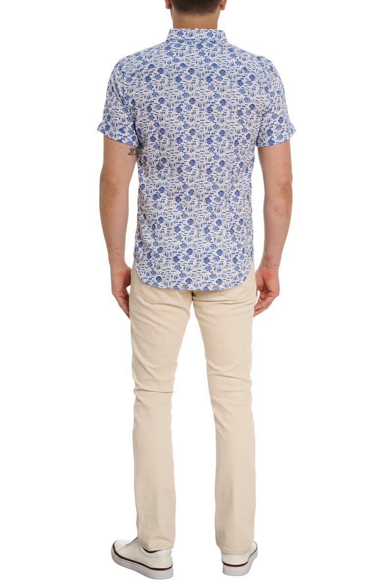 Robert Graham Fenwick Fish Print Short Sleeve Button-Up Shirt, Alternate, color, 