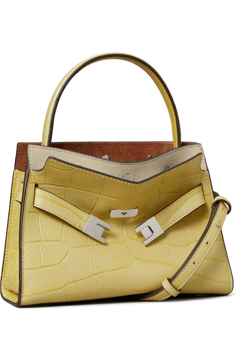 Tory Burch Petite Lee Radziwill Embossed Leather Double Bag, Alternate, color, Yellow Sky