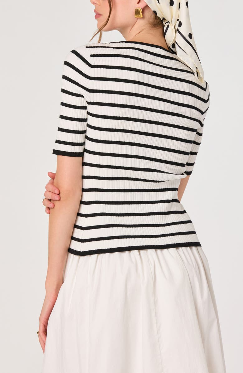 ASTR the Label Henrie Stripe Button-Up Sweater, Alternate, color, Black White