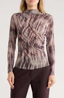 PATRIZIA LUCA Side Ruched Mesh Top